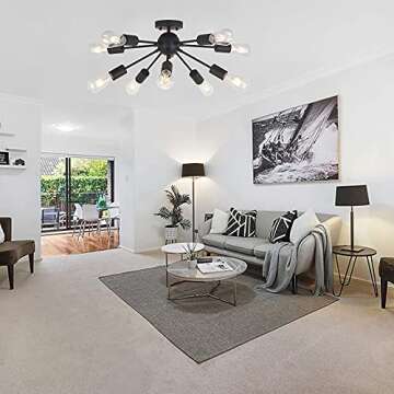 BONLICHT 10-Light Sputnik Chandelier Black Mid Century Modern Ceiling Light Vintage Industrial Starb...