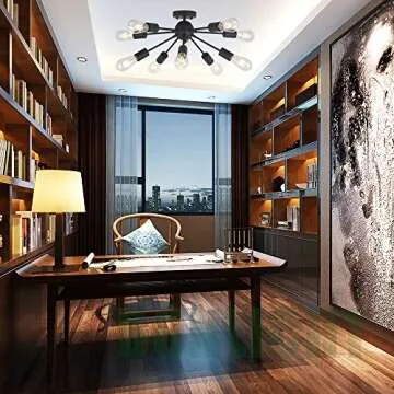 BONLICHT 10-Light Sputnik Chandelier Black Mid Century Modern Ceiling Light Vintage Industrial Starburst Chandelier for Kitchen Living Room Dining Room Hallway Entryway