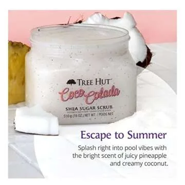 T H Tree Hut Shea Sugar Body Scrub Coco Colada,18oz,With Single Fragrance-Free Makeup Remover Cleansing Towelette,1.125 Pound (Pack of 1)