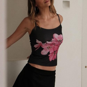 KOSUSANILL Y2K Floral Crop Tank Top for Women's Summer Style