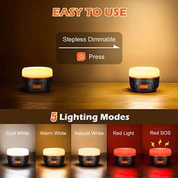 Sinvitron Camping Lantern 1000LM, 5200mAh Camping Lights with Remote Control, Up to 150H Running, 5 Lighting Modes,IPX5 Waterproof Emergency Light for Home,Power Outages, Hiking,Fishing (Org)