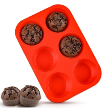 CAKETIME Jumbo Muffin Pan | 6 Cup Silicone Bakeware