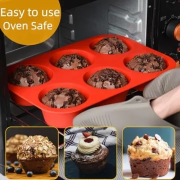 CAKETIME Jumbo Muffin Pan | 6 Cup Silicone Bakeware