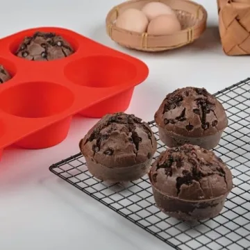CAKETIME Jumbo Muffin Pan | 6 Cup Silicone Bakeware