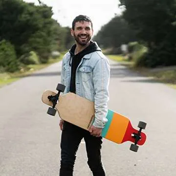 Retrospec Rift Drop-Through Longboard Skateboard Complete Canadian Maple Wood Cruiser w/Drop-Through Trucks for Commuting, Cruising, Carving & Downhill Riding