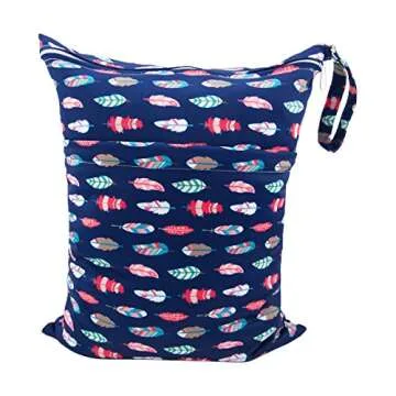 ALVABABY 2pcs Cloth Diaper Wet Dry Bags Waterproof Reusable with Two Zippered Pockets Travel Beach Pool Daycare Soiled Baby Items Yoga Gym Bag for Swimsuits or Wet Clothes L0130