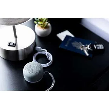 Yogasleep Travel Mini (Gray) Portable White Noise Machine, 6 Soothing Sounds, Dimmable Night Light, Compact Size for Travel & Diaper Bag, Sleep Aid, Adult & Baby, USB Rechargeable, Lanyard for Hanging