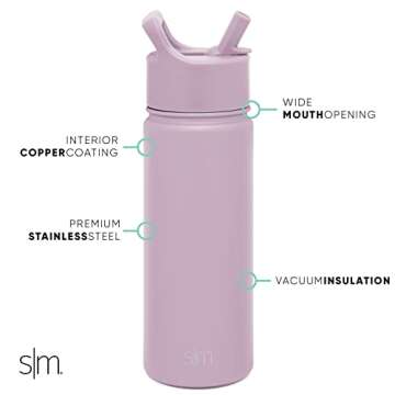 Simple Modern Kids Water Bottle with Straw Lid Vacuum Insulated Stainless Steel Metal Thermos Bottle...