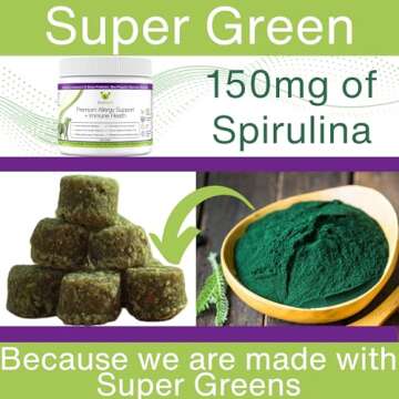 EcoBark Natural Dog Allergy & Immune Chews with Super Greens- Omega 3 Skin and Coat Supplements for Dogs - Gluten Free Probiotic Allergy Support & Relief for a Shiny Coat with Colostrum & Bee Propolis