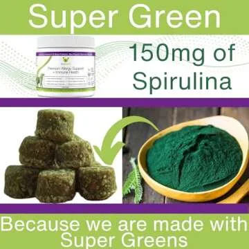 EcoBark Natural Dog Allergy & Immune Chews with Super Greens- Omega 3 Skin and Coat Supplements for Dogs - Gluten Free Probiotic Allergy Support & Relief for a Shiny Coat with Colostrum & Bee Propolis