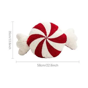 Candy Cane Pillow, Candy Cane Shaped Throw Pillow, Red and White Peppermint Candy Pillow, Cute Sweet Shaped Decorations for Bedroom, Living Room, Winter Home Decor