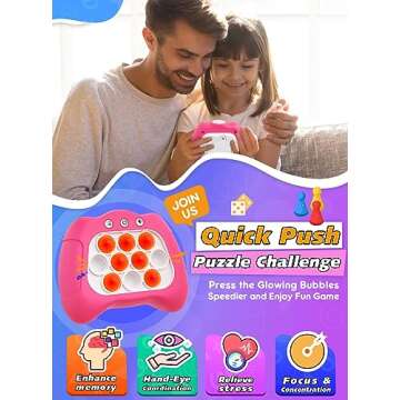 Fast Push Bubble Up Fidget Toy, Electronic Light Up Game Console, Cool Birthday Gifts for 6 7 8 9 10...
