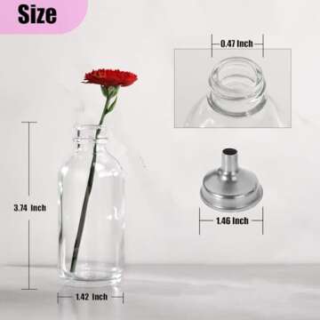 DIDITIME 6 Pack 2 oz Juice Bottles with Lids & Stainless Steel Funnels, Wellness Ginger Shots Bottle...