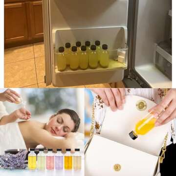 DIDITIME 6 Pack 2 oz Juice Bottles with Lids & Stainless Steel Funnels, Wellness Ginger Shots Bottles, Mini Travel Bottles, 60ml Small Jars with Lids for Potion, Ginger Shots, Oils, Juice