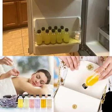 DIDITIME 6 Pack 2 oz Juice Bottles with Lids & Stainless Steel Funnels, Wellness Ginger Shots Bottles, Mini Travel Bottles, 60ml Small Jars with Lids for Potion, Ginger Shots, Oils, Juice