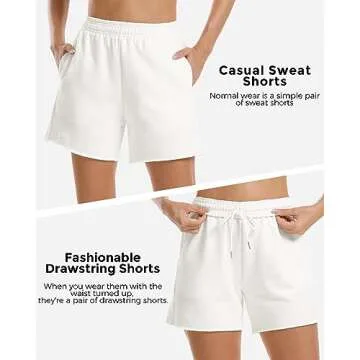 Stelle Women's Sweat Shorts Casual Drawstring Shorts Comfy Cotton High Waisted Workout Lounge Shorts...