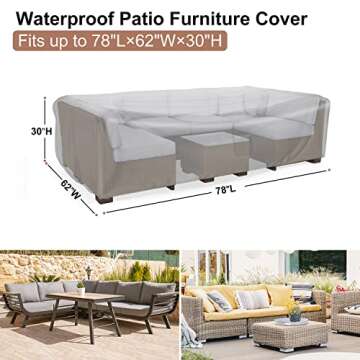 BROSYDA Patio Furniture Covers, Heavy Duty 600D Outdoor Furniture Cover Waterproof, Sectional Sofa S...