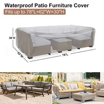 BROSYDA Patio Furniture Covers, Heavy Duty 600D Outdoor Furniture Cover Waterproof, Sectional Sofa S...