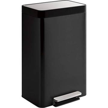 KOHLER 20940-BST 13 Gallon Kitchen Step Trash Can with Foot Pedal, Soft Close Lid, Black Stainless S...