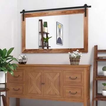 Elegant COGOOD Farmhouse Barn Door Mirror for Home Decor