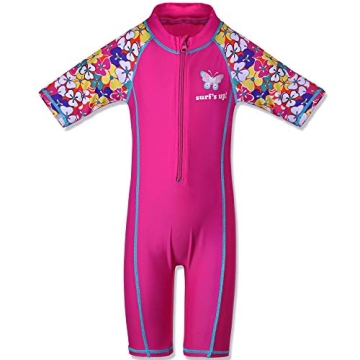 HUAANIUE Girls Swim Rash Guard UPF 50+ Yellow Flower 6-7