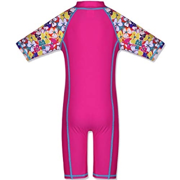 HUAANIUE Girls Swim Rash Guard UPF 50+ Yellow Flower 6-7