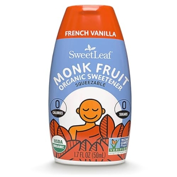 SweetLeaf French Vanilla Liquid Monk Fruit - Monk Fruit Liquid Sweetener Drops, Organic Monk Fruit E...