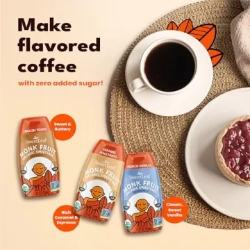 SweetLeaf French Vanilla Liquid Monk Fruit - Monk Fruit Liquid Sweetener Drops, Organic Monk Fruit Extract, Zero Calorie Sweetener, Sugar Free, Keto Friendly, Erythritol Free - 1.7 Fl Oz