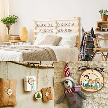 Fuyit Unfinished Wood Slices with No Hole - 30 Pcs Natural Wooden Circles for DIY Crafts