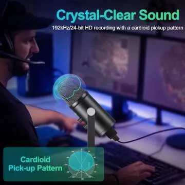 Mercase USB Condenser Microphone for Podcasting, Streaming, Recording on Phone, PC, Mac, PS4/PS5,Plug & Play, Quick Mute,Metal Stand with 360° Rotation
