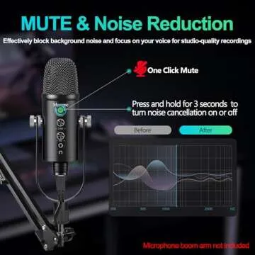 Mercase USB Condenser Microphone for Podcasting, Streaming, Recording on Phone, PC, Mac, PS4/PS5,Plug & Play, Quick Mute,Metal Stand with 360° Rotation