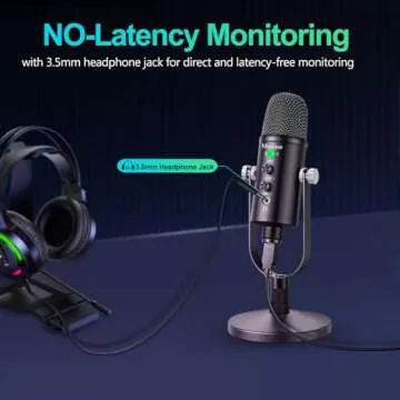 Mercase USB Condenser Microphone for Podcasting, Streaming, Recording on Phone, PC, Mac, PS4/PS5,Plug & Play, Quick Mute,Metal Stand with 360° Rotation