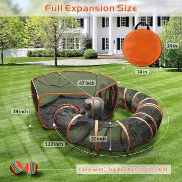 MAMI&BABI Outdoor Cat Enclosures, Portable Cat Tent for Outside Cat Playpen Enclosed with Tunnel, Ca...