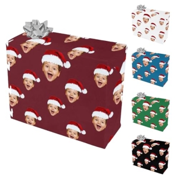 YESCUSTOM Personalized Gift Wrapping Red Paper for Kids Women Men Christmas,Custom Face Wrapping Pap...