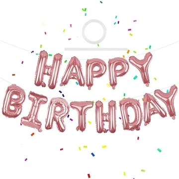 Happy Birthday Balloons Banner Rose Gold 16 Inch Mylar Foil Letters | Inflatable Party Decor and Eve...