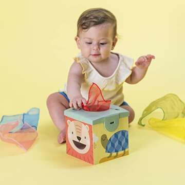 Taf Toys Sensory Baby Tissue Box, Object Permanence Box, Imaginary Play for Infants & Toddlers, Mont...