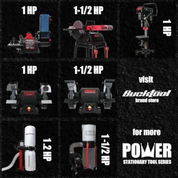 Bucktool Combo 2" x 42" Belt Sander 6" Bench Grinder, Knife Sharpener with Large Work Table BG2600 Upgraded Model