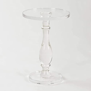 LIKENOW Acrylic End Table,Acrylic Side Table,Modern Nightstand with Clear Small Round Top and Solid ...