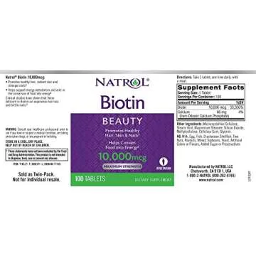 Natrol Biotin Beauty Tablets for Healthy Hair, Skin & Nails - 200 Count