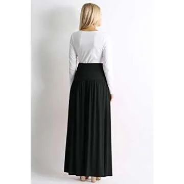 Black Skirts for Women Ankle Length Skirt Casual Long Skirt High Waisted Maxi Skirt Reg and Plus Size Skirt Long Skirt (Size Medium, Black)