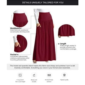 Black Skirts for Women Ankle Length Skirt Casual Long Skirt High Waisted Maxi Skirt Reg and Plus Size Skirt Long Skirt (Size Medium, Black)