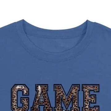 HQP Game Day Sweatshirt Women Football Graphic Long Sleeve Shirt Football Season Pullover Tops Blue