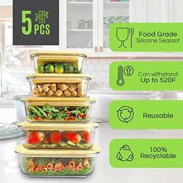 Elegant Eco-Friendly Glass Meal Prep Containers Set