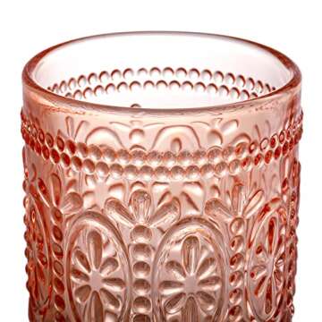 Bekith 6 Pack 12 oz Highball Glasses, Romantic Tall Drinking Glasses, Embossed Glass Cups for Bevera...