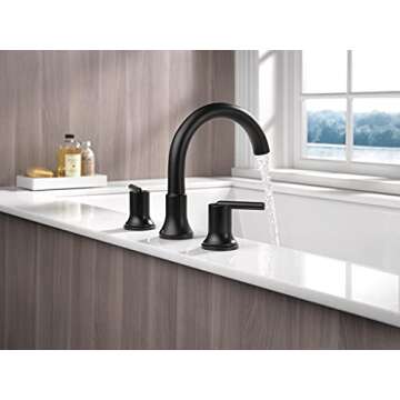 Delta Faucet Trinsic Roman Tub Trim - Modern Bath Faucet Set in Matte Black