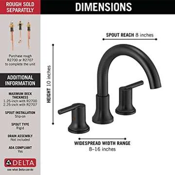 Delta Trinsic Roman Tub Trim Matte Black Faucet Set
