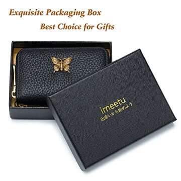 imeetu RFID Credit Card Holder for Women Genuine Leather Card Case Wallet with Zipper and Removable ...