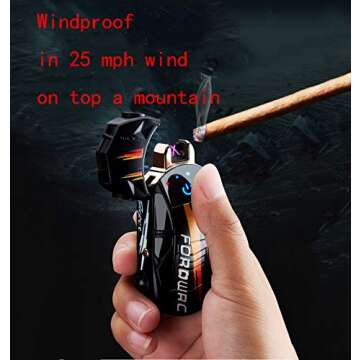 Dual Arc Plasma Lighter Windproof Battery Indicator Touch-Start Lighter with LED Light USB Rechargea...