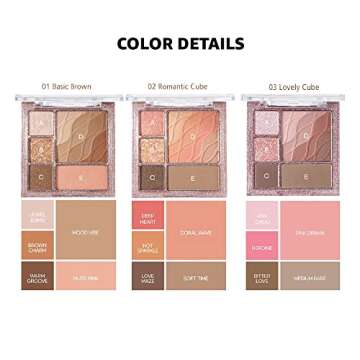 COLORGRAM Multi Cube Palette 5 Colors - 01 Basic Cube | Eyeshadow Palette for Daily makeup, Ultra-Blendable, Matte, Glitter, Shimmer Shades 0.3 fl.oz.