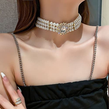 ELABEST Pearl Multi-Row Necklace for Elegant Style